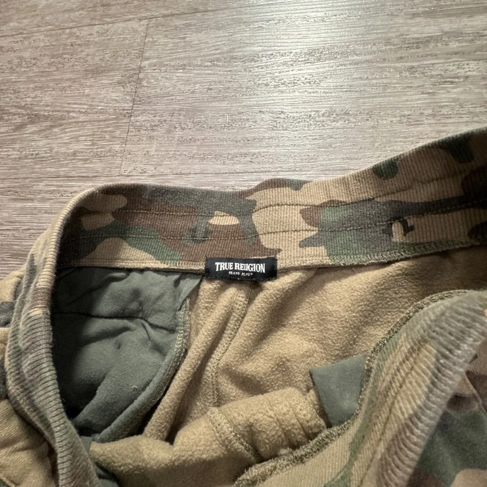 True Religion Joggers Adult 30 Camo Green Cotton Blend Logo Graphic 30x26 Lounge